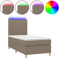 vidaXL Boxspring met matras en LED stof taupe 90x190 cm