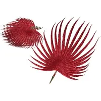 Othmar decorations kerst glitter bladeren - 6x stuks - rood - Decoratieve tak kerst