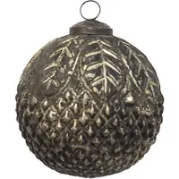 Clayre & Eef Kerstbal Ø 9 cm Bruin Glas Kerstdecoratie Bruin Kerstdecoratie