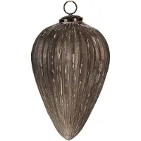 Clayre & Eef Kerstbal Ø 14x19 cm Grijs Glas Kerstboomversiering Grijs Kerstboomversiering