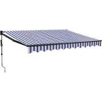vidaXL Luifel automatisch uitschuifbaar 3x2,5 m blauw en wit