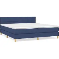 vidaXL Boxspring met matras stof blauw 180x200 cm