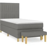 vidaXL Boxspring met matras stof donkergrijs 90x190 cm