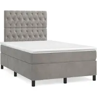 vidaXL Boxspring met matras fluweel lichtgrijs 120x200 cm
