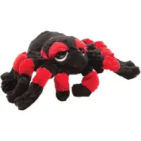 Suki gifts Pluche knuffel spin - tarantula - zwart/rood - 22 cm - speelgoed - Knuffeldier