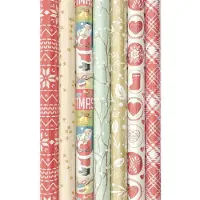 Benza Kerst mix cadeaupapier - Kerstpapier inpakpapier K16 - 200 x 70 cm - 7 rollen