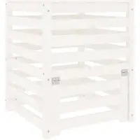 vidaXL Compostbak 63,5x63,5x77,5 cm massief grenenhout wit