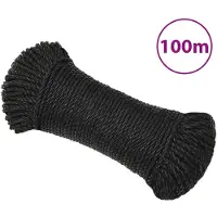 vidaXL Werktouw 6 mm 100 m polypropeen zwart