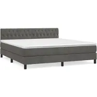 vidaXL Boxspring met matras fluweel donkergrijs 180x200 cm