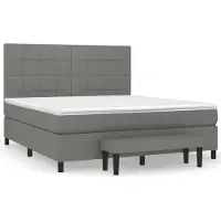 vidaXL Boxspring met matras stof donkergrijs 160x200 cm