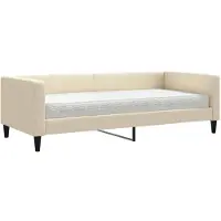 vidaXL Slaapbank met matras 90x200 cm stof crèmekleurig