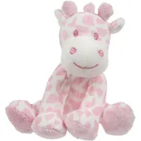 Suki Gifts knuffeldier - giraffe - roze/wit - pluche - safari dieren - 14 cm - Knuffelberen