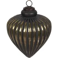Clayre & Eef Kerstbal Ø 14x13 cm Zwart Glas Kerstboomversiering Zwart Kerstboomversiering