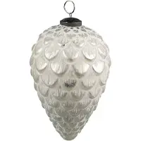 Clayre & Eef Kerstbal Ø 10 cm Zilverkleurig Wit Glas Kerstdecoratie Zilverkleurig Kerstdecoratie