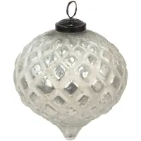 Clayre & Eef Kerstbal Ø 12 cm Zilverkleurig Glas Kerstdecoratie Zilverkleurig Kerstdecoratie