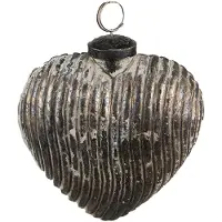 Clayre & Eef Kerstbal 11x5x12 cm Grijs Glas Hartvormig Kerstdecoratie Grijs Kerstdecoratie