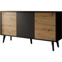 Meubella Dressoir Mat zwart 154x39x83 met deuren