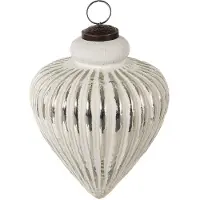 Clayre & Eef Kerstbal Ø 13 cm Wit Zilverkleurig Glas Kerstdecoratie Wit Kerstdecoratie
