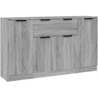 vidaXL Dressoirs 3 st bewerkt hout grijs sonoma eikenkleurig