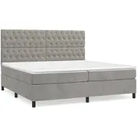 vidaXL Boxspring met matras fluweel lichtgrijs 200x200 cm