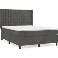 vidaXL Boxspring met matras fluweel donkergrijs 140x200 cm