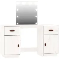 vidaXL Kaptafelset met LED massief grenenhout wit