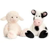 Keel Toys Pluche knuffels koe en lammetje boerderij vriendjes 25 cm - Knuffel boederijdieren