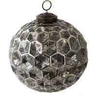 Clayre & Eef Kerstbal Ø 12 cm Zwart Glas Kerstdecoratie Zwart Kerstdecoratie