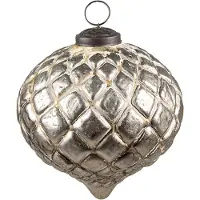 Clayre & Eef Kerstbal 12x12x12 cm Beige Glas Kerstdecoratie Beige Kerstdecoratie