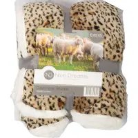 NiceDreams Nice Dreams - Fleece Deken van Schapenvacht - Sherpa Deken - Plaid 150 x 200 cm - Luxueus - Comfortabel - Luipaard