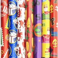 Benza 5 rollen Sinterklaas cadeaupapier / inpakpapier 300 x 70 cm