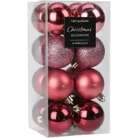 Merkloos Christmas Decoration kleine kerstballen 24x -roze -3 cm -kunststofA - Kerstbal