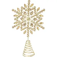 Merkloos Christmas Decoration piek - ster vorm - goud met steentjes - 23 cm - kerstboompieken