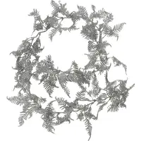 Merkloos Christmas Decoration lichtsnoer/slinger -2x - bladeren - zilver -150cm - Guirlandes