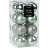 Merkloos kleine kerstballen 48x -3cm-kunststof -mint groen