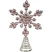 Merkloos Christmas Decoration piek - ster vorm - lichtroze met steentjes - 23 cm - kerstboompieken