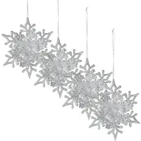 Merkloos Christmas Decoration kersthangers sneeuwvlokken 4x -zilver -11,5 cm - Kersthangers