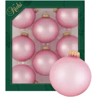 Merkloos Krebs kerstballen - 8x stuks - lichtroze - glas - 7 cm - mat - Kerstbal