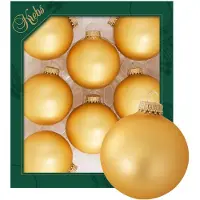 Merkloos Krebs kerstballen - 8x stuks - geel/ goud - glas - 7 cm - mat - Kerstbal