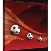 Canvas Schilderij - Voetbal - Sport - Voetballen - Rode Achtergrond - Rood - Inclusief Frame - 80x80cm (lxb)