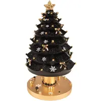 Clayre & Eef Muziekdoos Kerstboom 20 cm Zwart Polyresin Kerstdecoratie Beeld Zwart Kerstdecoratie Beeld