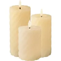 Lumineo Luxe LED kaarsen/stompkaarsen - set 3x st - creme wit - D7,5 - timer - LED kaarsen