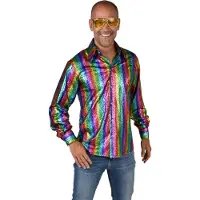 Coppens Regenboog disco hemd | Maat S-m
