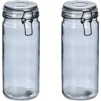 Zeller Voorraadpotten/bewaarpotten - 2x - 1L - glas - met beugelsluiting - D10 x H20 cm - Voorraadpot