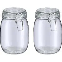 Zeller Voorraadpot/bewaarpot Alfie - 2x - 1L - glas - beugelsluiting - D11 x H17 cm - Voorraadpot