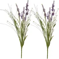 Everlands Lavendel kunsttak - 2x - kunststof - lila paars - 4 x 13 x H75 cm - Kunsttakken