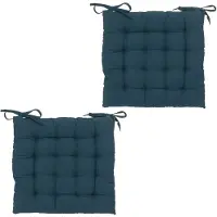 Atmosphera Stoelkussen - 4x - donkerblauw - katoen - 38 x 6 cm - zitkussen - tuinstoelkussens