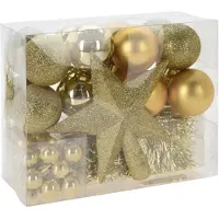 Merkloos Christmas Decorations kerstballen set 54-dlg - goud - voor kleine boom - Kerstbal