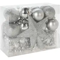 Merkloos Christmas Decorations kerstballen set 54-dlg - zilver - voor kleine boom - Kerstbal