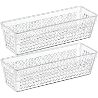 Bathroom Solutions Organizer/opbergmandje - 2x - kunststof - transparant - 0.8L - 23 x 7.5 x 6 cm - Opbergmanden